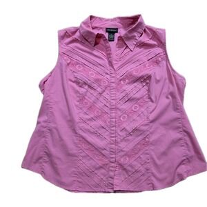 Lane Bryant Button Down Sleeveless Blouse Top Womens SZ 20 Pink